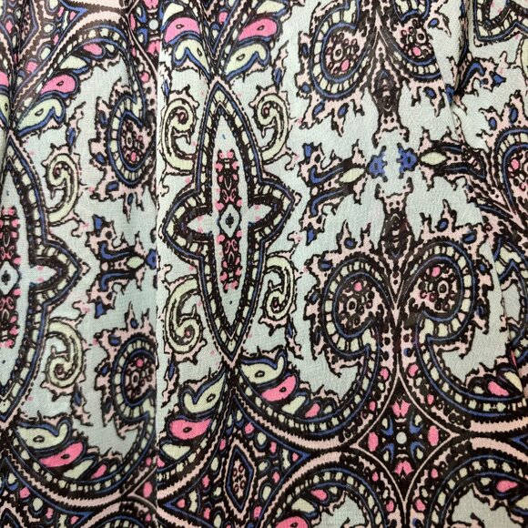 KUT From The Kloth Women L Blue Pink Paisley Off Shoulder Sheer Peasant Top Boho - Picture 4 of 4